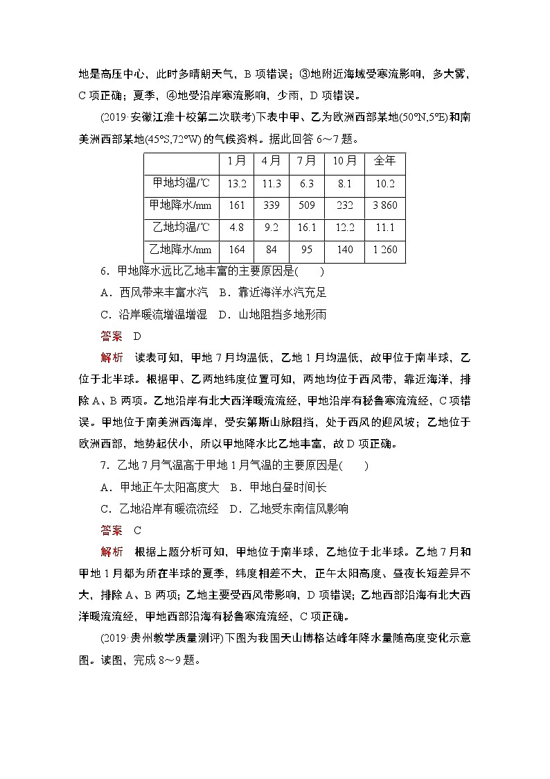 2021届高考地理一轮创新教学案：第五讲　大气环流与气候素能特训03
