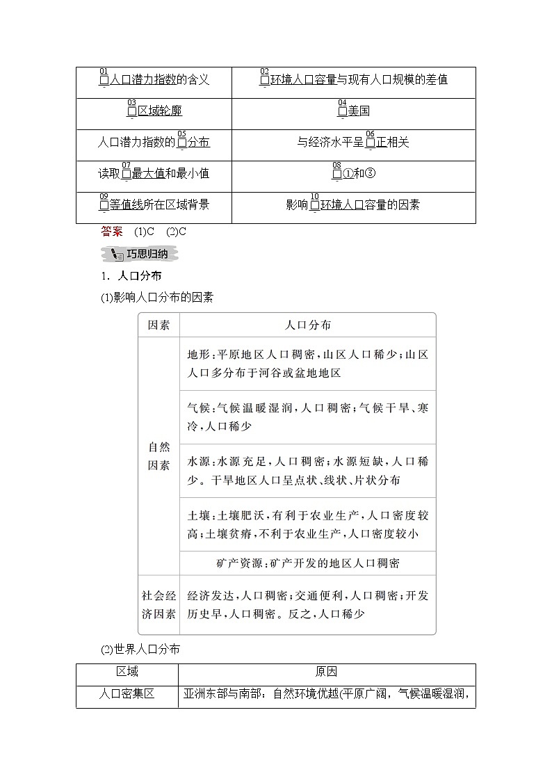 2021届高考地理一轮创新教学案：第十一讲第37课时人口分布与人口容量03
