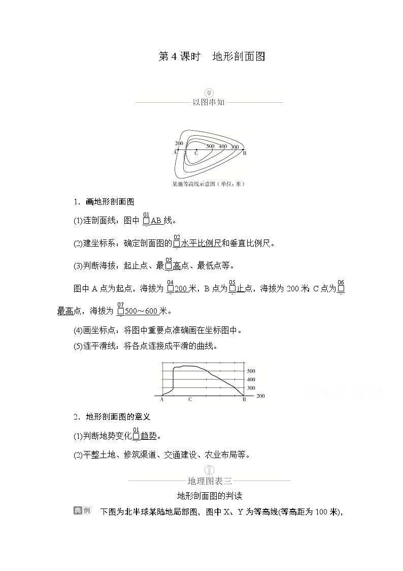 2021届高考地理一轮创新教学案：第一讲第4课时地形剖面图01