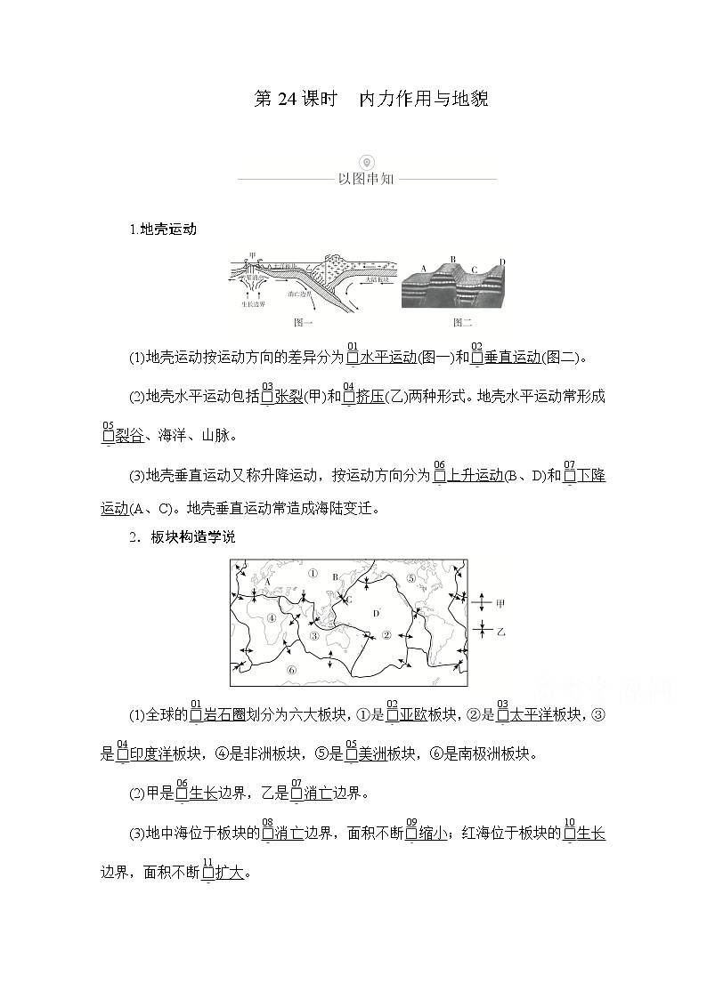 2021届高考地理一轮创新教学案：第八讲第24课时内力作用与地貌01