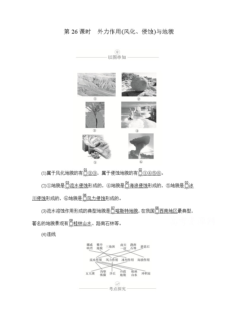2021届高考地理一轮创新教学案：第八讲第26课时外力作用（风化、侵蚀）与地貌01