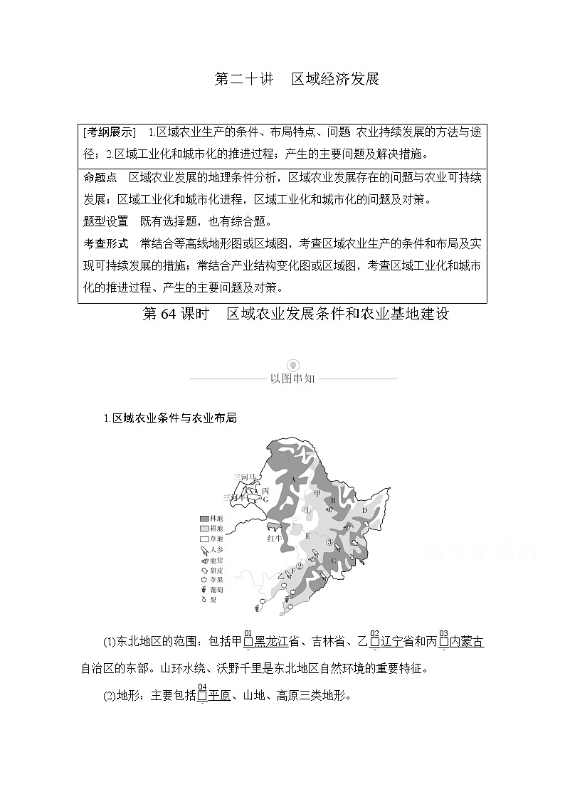 2021届高考地理一轮创新教学案：第二十讲第64课时区域农业发展条件和农业基地建设01