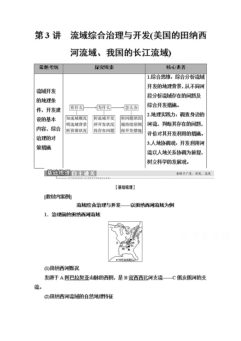 2021高考地理一轮湘教版教师用书：第3部分第10章第3讲　流域综合治理与开发（美国的田纳西河流域、我国的长江流域）01