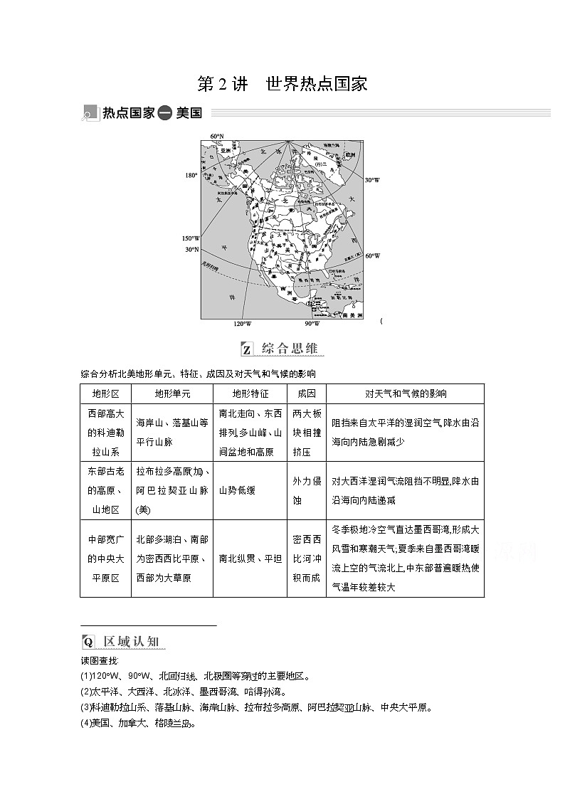 2021高考地理人教版一轮复习教师用书：第十九章第2讲　世界热点国家01