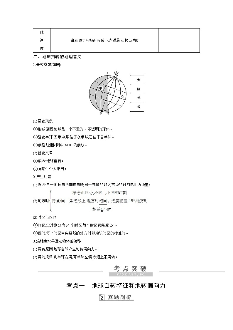 2021高考地理人教版一轮复习教师用书：第一章第2讲　地球的自转及地理意义02
