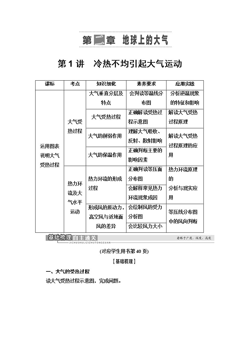 2021高考地理精准大一轮复习新高考地区专用讲义：第2章第1讲　冷热不均引起大气运动01