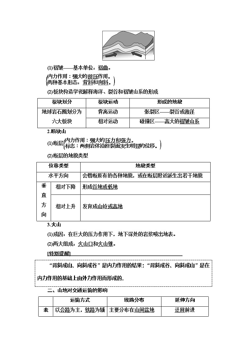 2021高考地理精准大一轮复习新高考地区专用讲义：第4章第2讲　山地的形成02