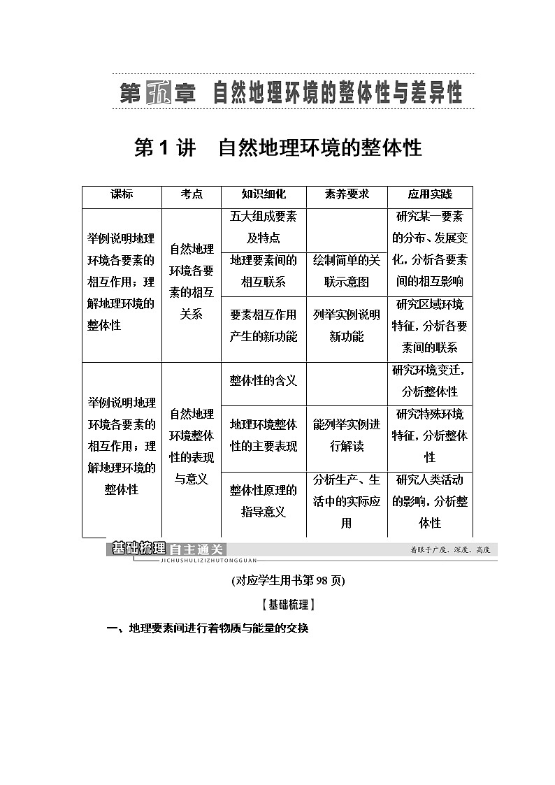 2021高考地理精准大一轮复习新高考地区专用讲义：第5章第1讲　自然地理环境的整体性01