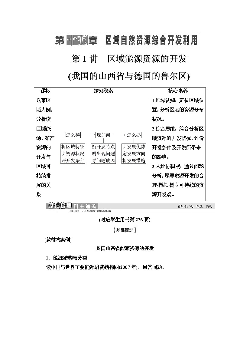 2021高考地理精准大一轮复习新高考地区专用讲义：第15章第1讲　区域能源资源的开发（我国的山西省与德国的鲁尔区）01