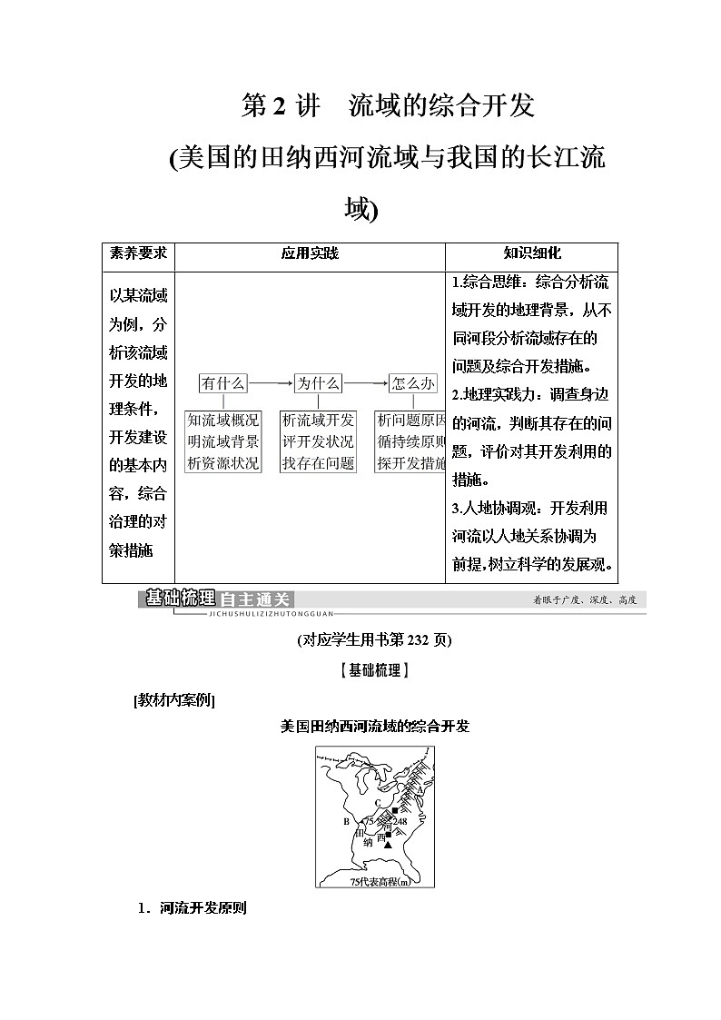 2021高考地理精准大一轮复习新高考地区专用讲义：第15章第2讲　流域的综合开发（美国的田纳西河流域与我国的长江流域）01