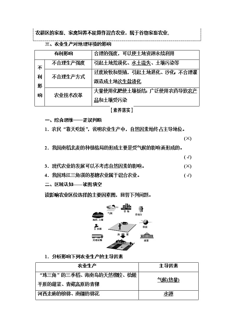 2021高考地理精准大一轮复习新高考地区专用讲义：第9章第1讲　农业的区位选择03