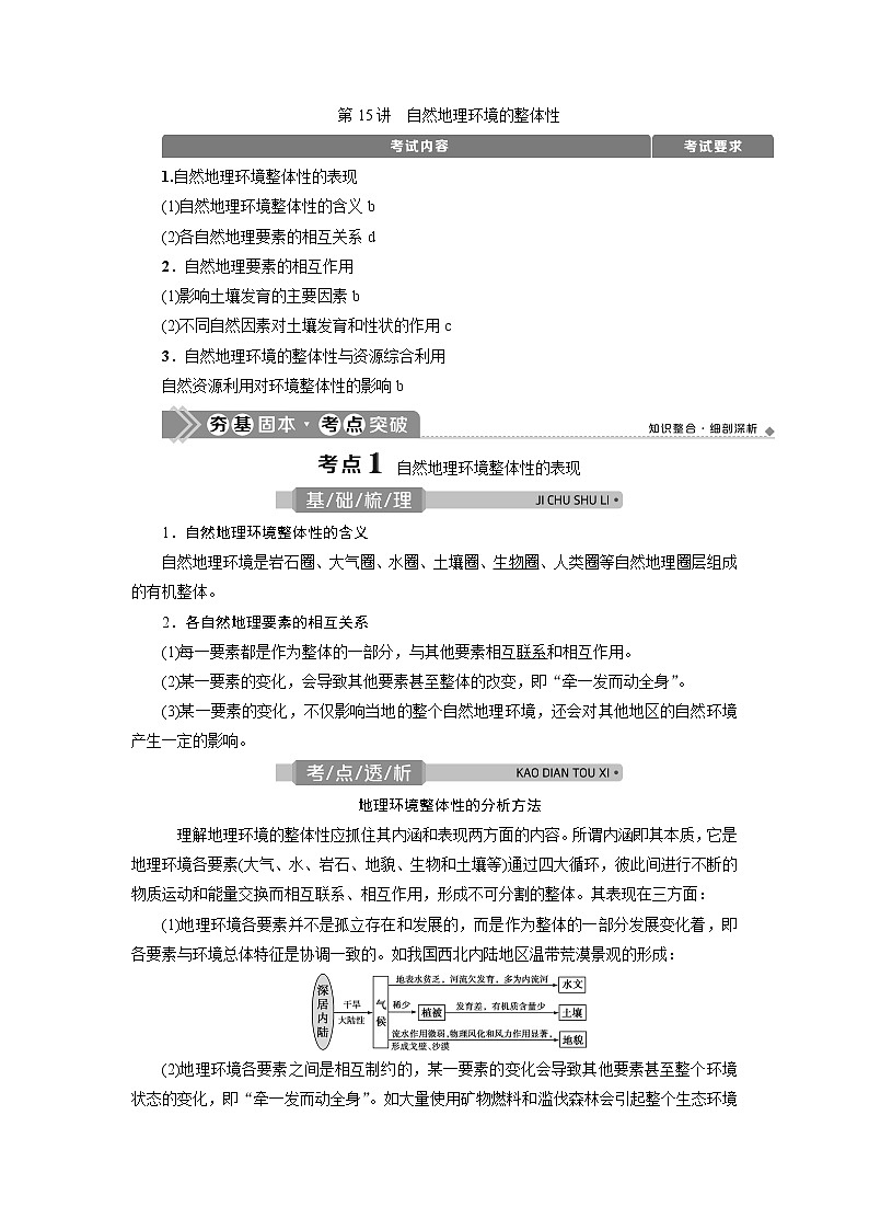 2021版浙江新高考选考地理一轮复习教师用书：第15讲　自然地理环境的整体性第1页