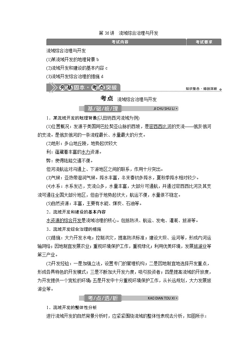 2021版浙江新高考选考地理一轮复习教师用书：第36讲　流域综合治理与开发01