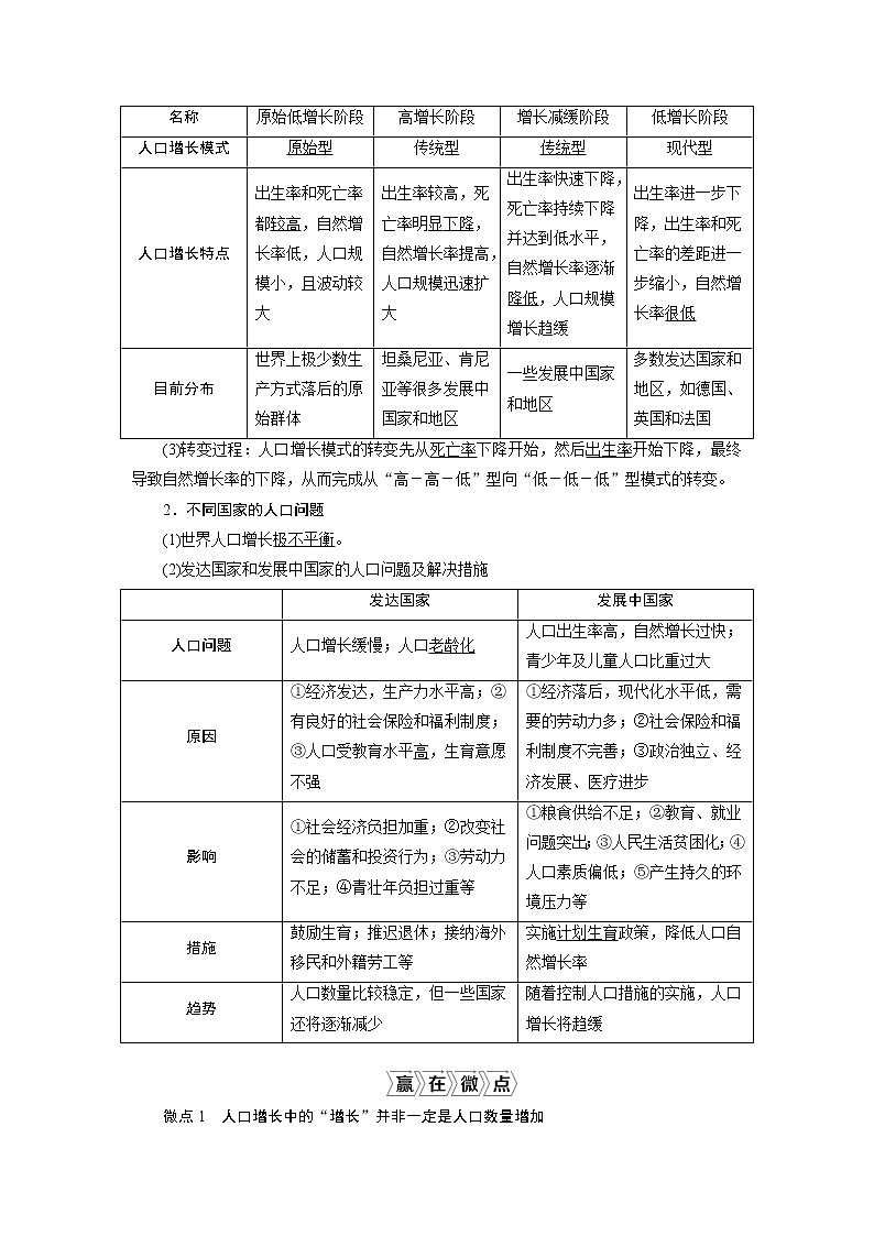 2021版新高考地区选考地理（鲁教版）一轮复习教师用书：第21讲　人口增长与人口问题、人口分布与人口合理容量02