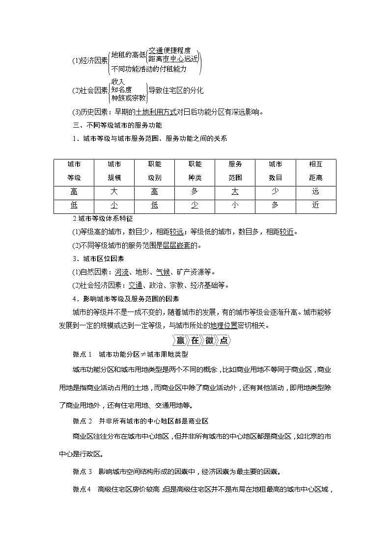 2021版高考地理（人教版）一轮复习教师用书：第17讲　城市内部空间结构与不同等级城市的服务功能第2页