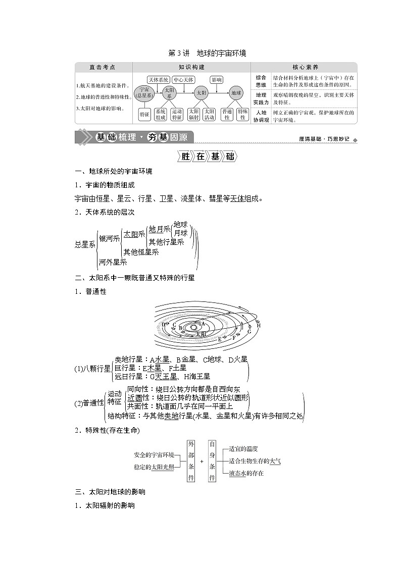 2021版高考地理（鲁教版）一轮复习教师用书：第3讲　地球的宇宙环境01