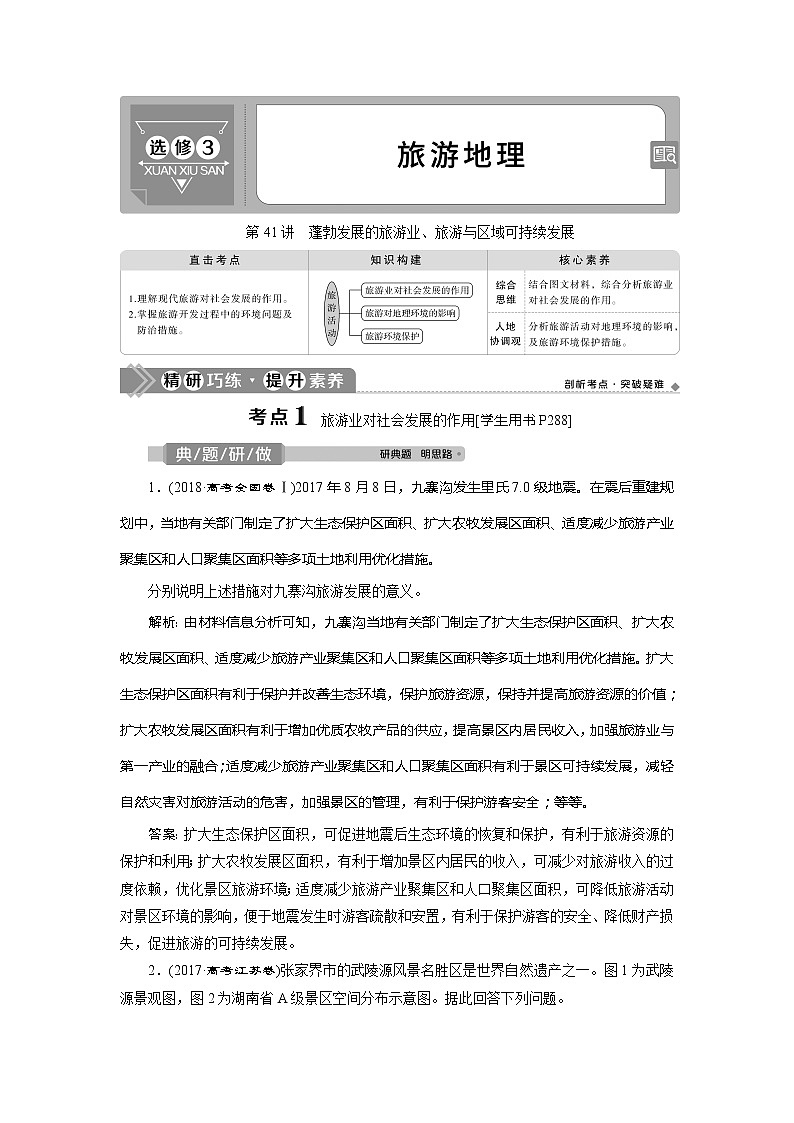 2021版高考地理（鲁教版）一轮复习教师用书：第41讲　蓬勃发展的旅游业、旅游与区域可持续发展01