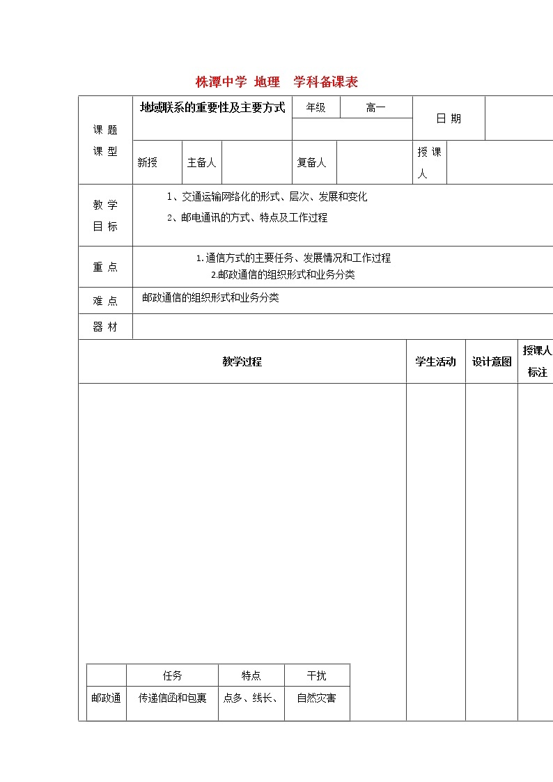 江西省万载县株潭中学高中地理必修2教案：3.3地域联系201