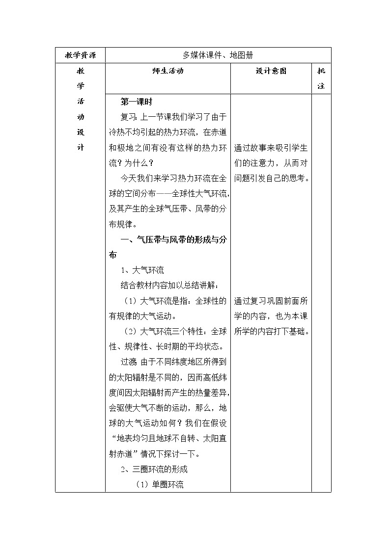 陕西省石泉县江南高级中学高中地理必修一：2.2气压带和风带（3课时）教案03