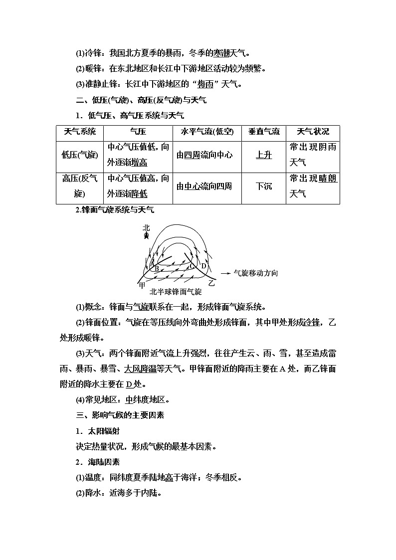 2021版高考地理（鲁教版）一轮复习讲义：第2单元第4讲　常见的天气系统与气候类型03