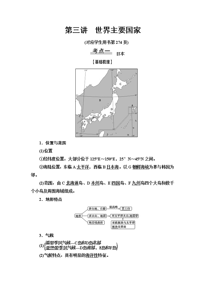 2021版高考地理（鲁教版）一轮复习讲义：第13单元第3讲　世界主要国家01