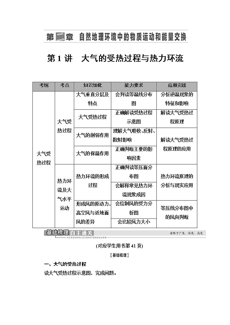 2021版高考地理（中图版）一轮复习学案：第1部分第2章第1讲　大气的受热过程与热力环流01