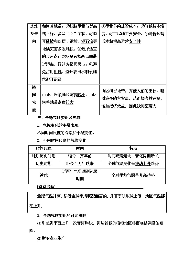 2021版高考地理（中图版）一轮复习学案：第1部分第4章第1讲　自然条件对城市及交通线路的影响　全球气候变化对人类活动的影响03