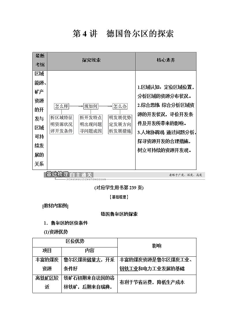 2021版高考地理（中图版）一轮复习学案：第3部分第10章第4讲　德国鲁尔区的探索01