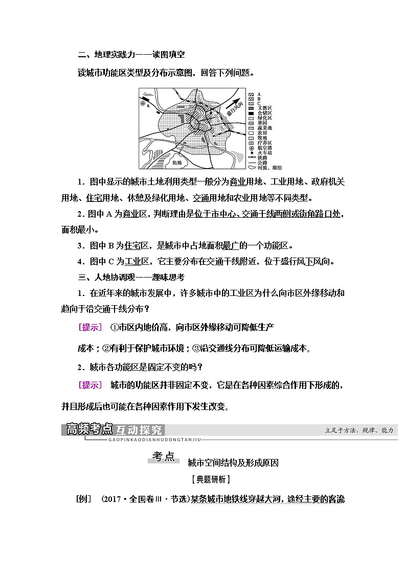 2021版鲁教版高考地理大一轮复习讲义：第2部分第6单元第3讲　城市空间结构03