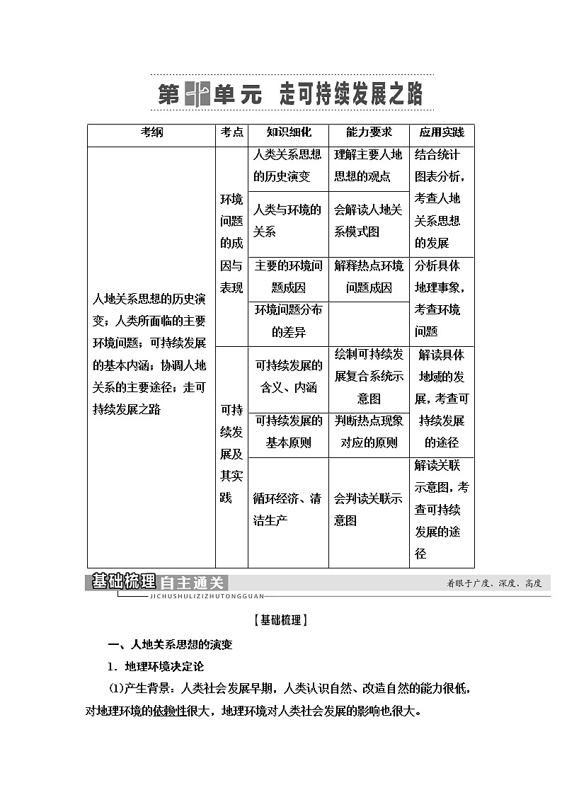 2021版鲁教版高考地理大一轮复习讲义：第3部分第10单元走可持续发展之路01