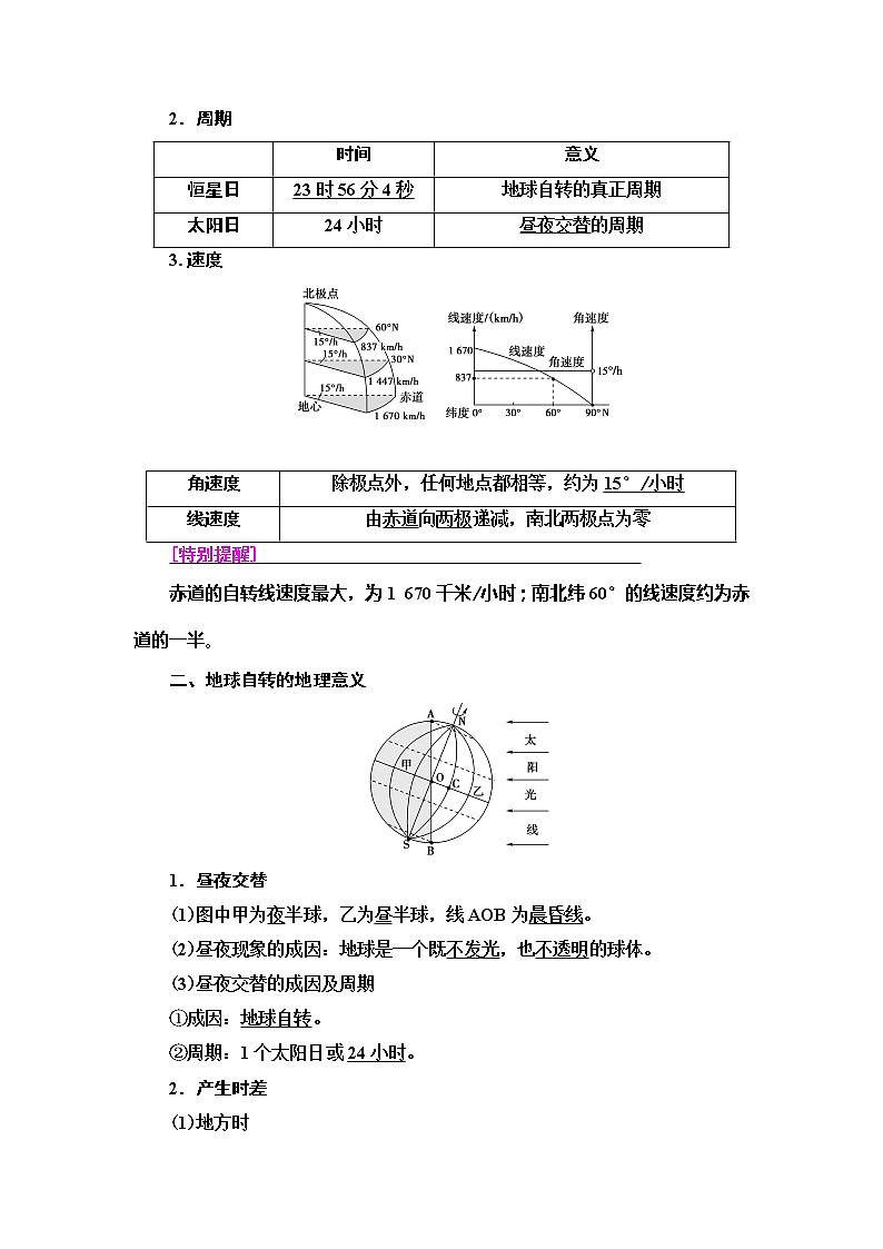 2021版新高考地理（人教版）一轮复习教师用书：第1部分第1章第4讲　地球的自转及其地理意义第2页