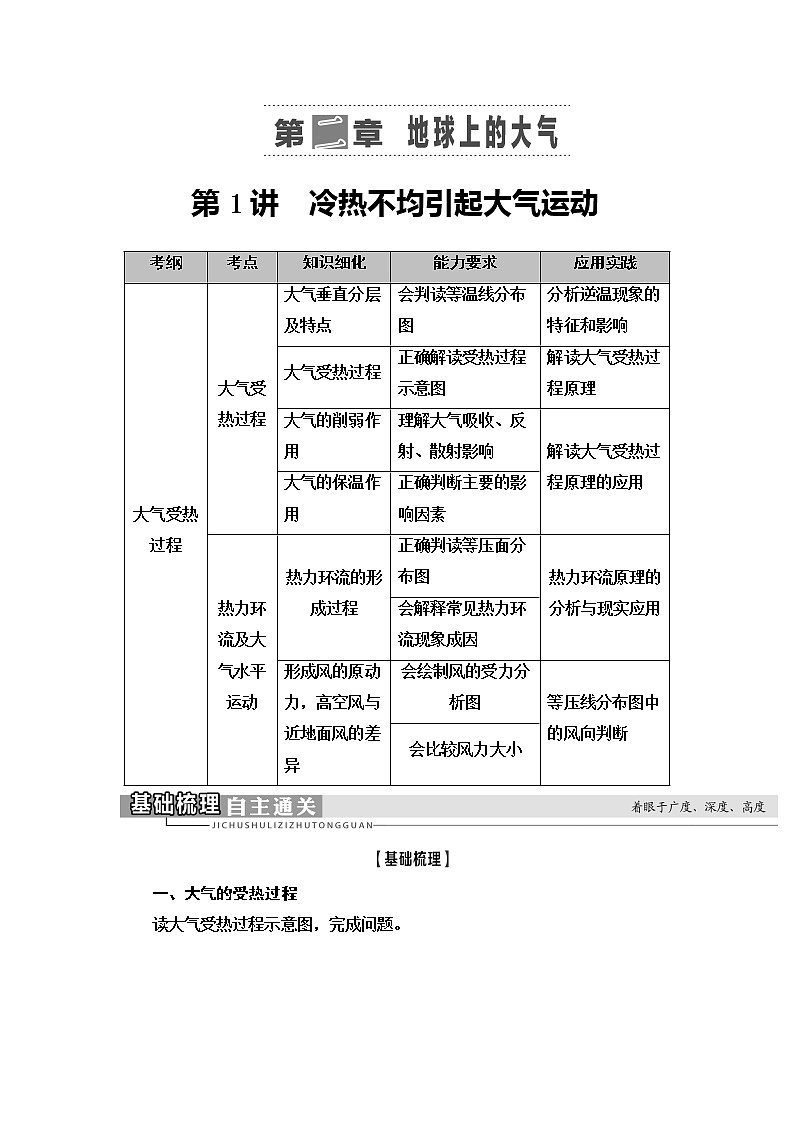 2021版新高考地理（人教版）一轮复习教师用书：第1部分第2章第1讲　冷热不均引起大气运动01