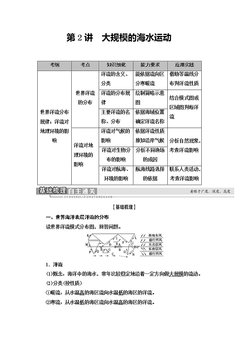 2021版新高考地理（人教版）一轮复习教师用书：第1部分第3章第2讲　大规模的海水运动第1页