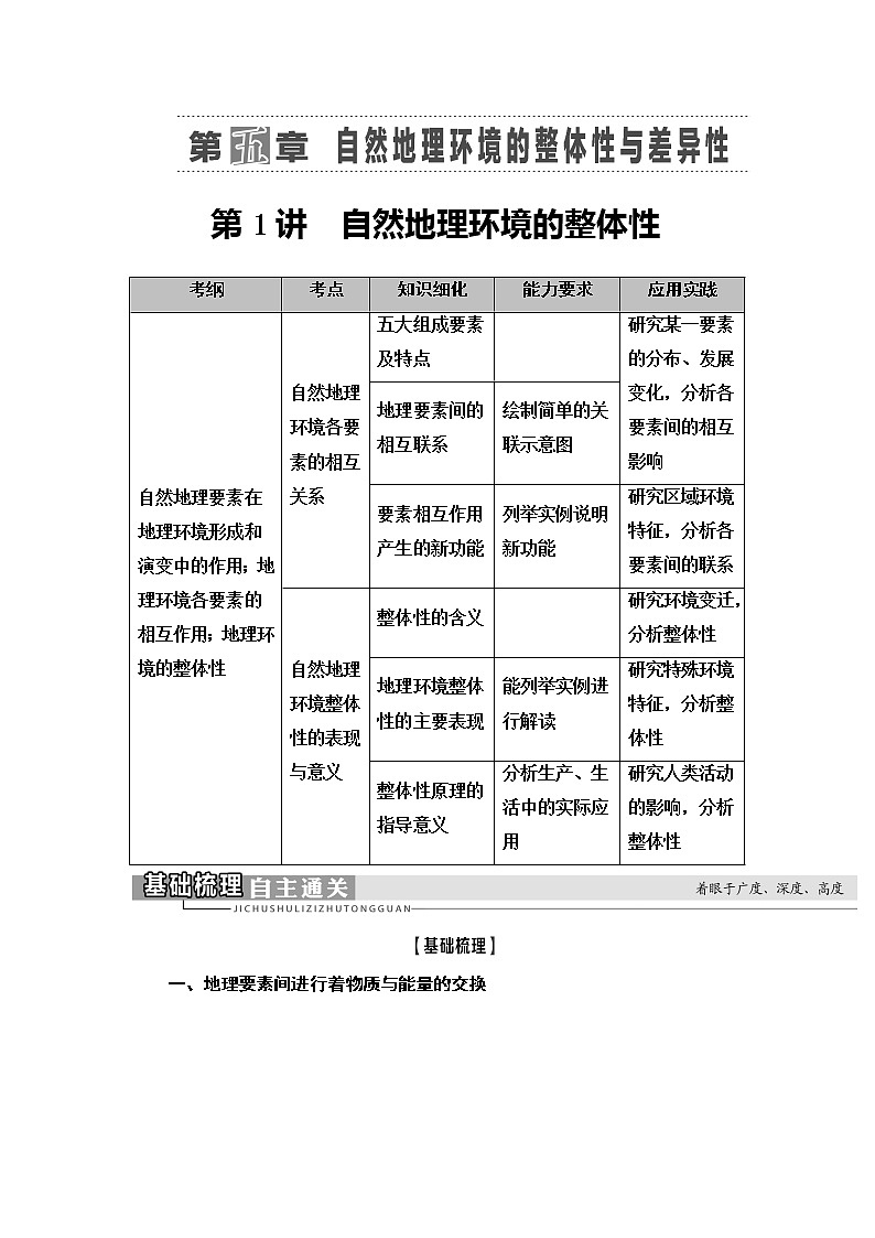 2021版新高考地理（人教版）一轮复习教师用书：第1部分第5章第1讲　自然地理环境的整体性01