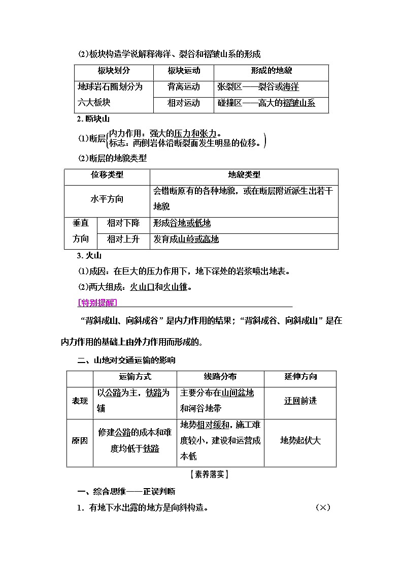 2021版新高考地理（人教版）一轮复习教师用书：第1部分第4章第2讲　山地的形成02