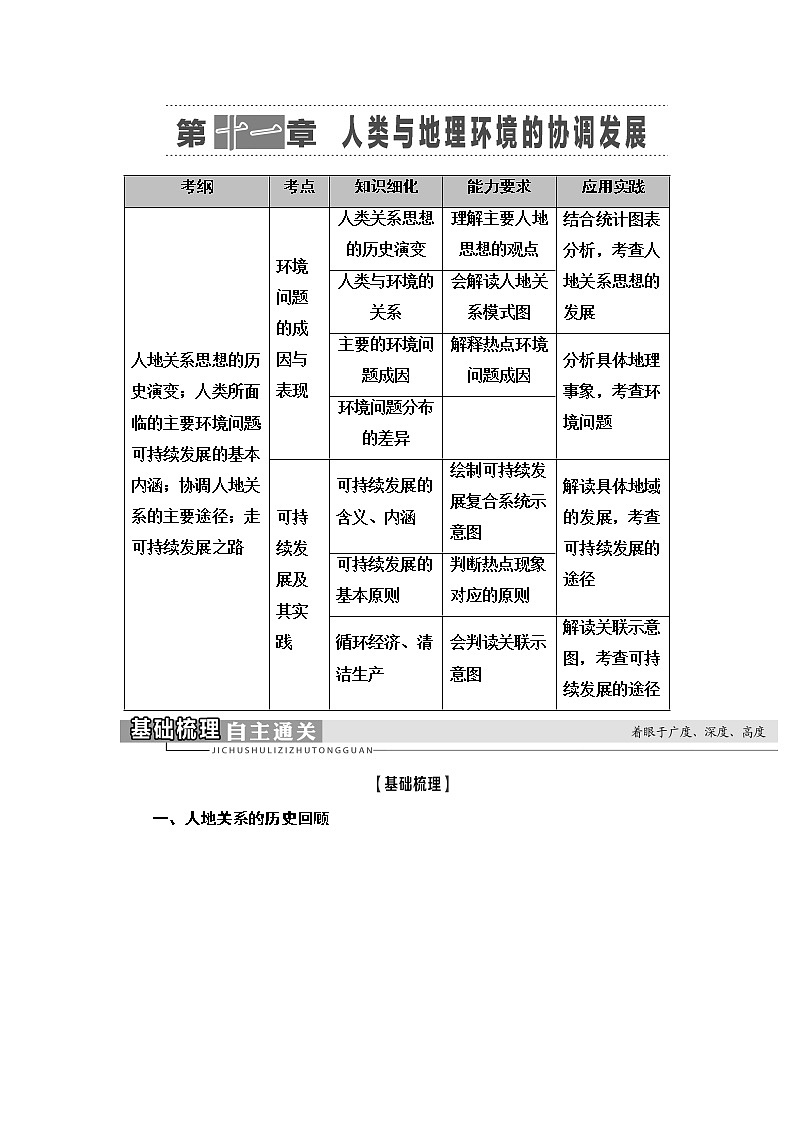 2021版新高考地理（人教版）一轮复习教师用书：第2部分第11章人类与地理环境的协调发展第1页