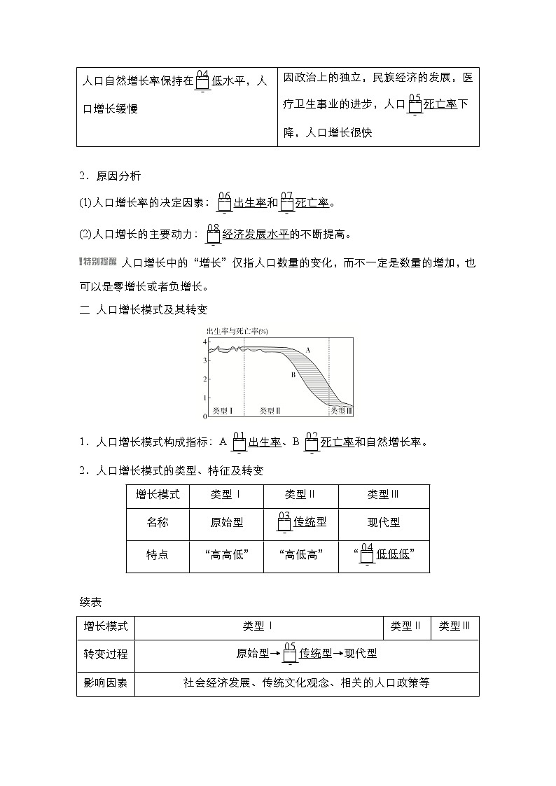 2021高三统考人教地理（经典版）一轮学案：第二部分第一章第16讲人口的数量变化和人口容量02