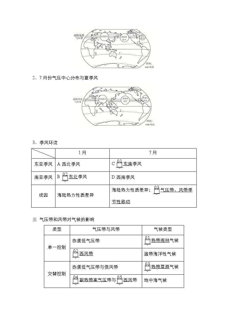 2021高三统考人教地理（经典版）一轮学案：第一部分第二章第7讲气压带和风带02
