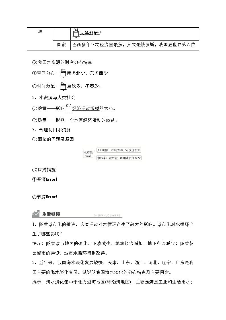 2021高三统考人教地理（经典版）一轮学案：第一部分第三章第10讲自然界的水循环与水资源的合理利用03