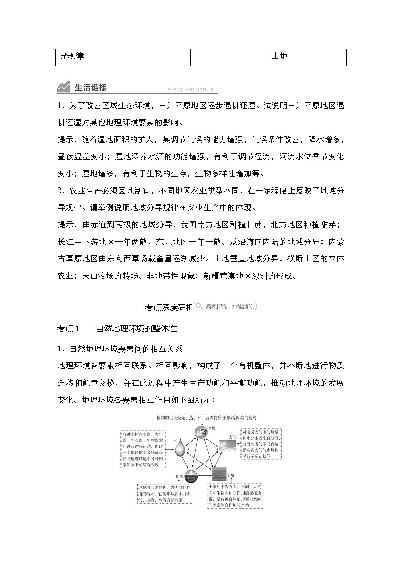2021高三统考人教地理（经典版）一轮学案：第一部分第五章第15讲自然地理环境的整体性和差异性03