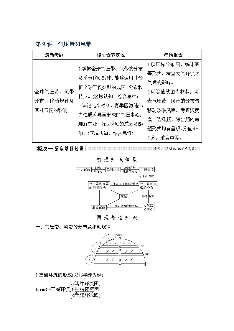 2020《创新设计》高考地理（湘教版）一轮复习教师用书：第9讲气压带和风带第1页