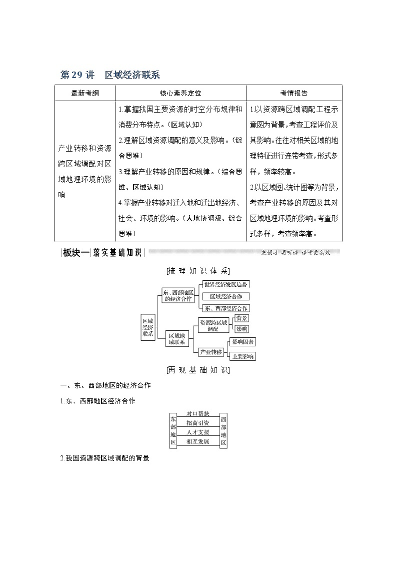 2020《创新设计》高考地理（湘教版）一轮复习教师用书：第29讲区域经济联系01