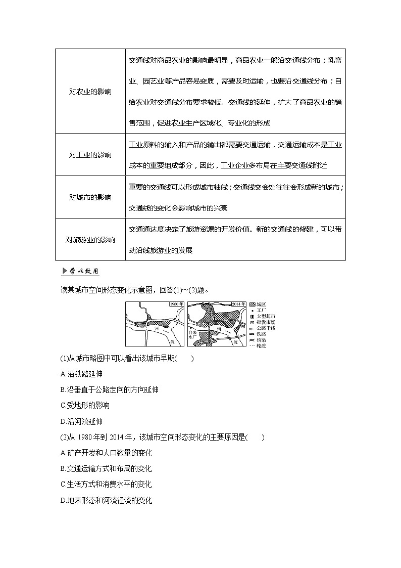 2020《创新设计》高考地理（湘教版）一轮复习教师用书：第26讲第2课时交通运输方式和布局变化的影响03