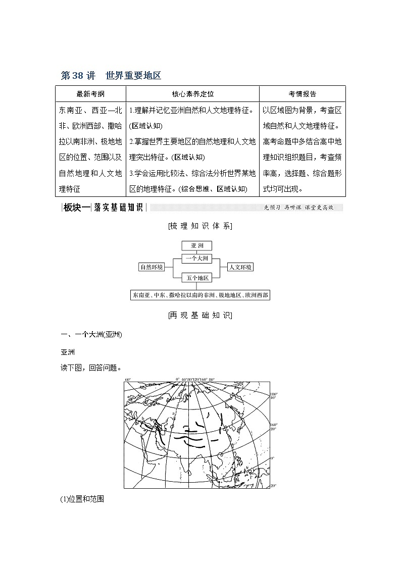2020《创新设计》高考地理（湘教版）一轮复习教师用书：第38讲世界重要地区第1页