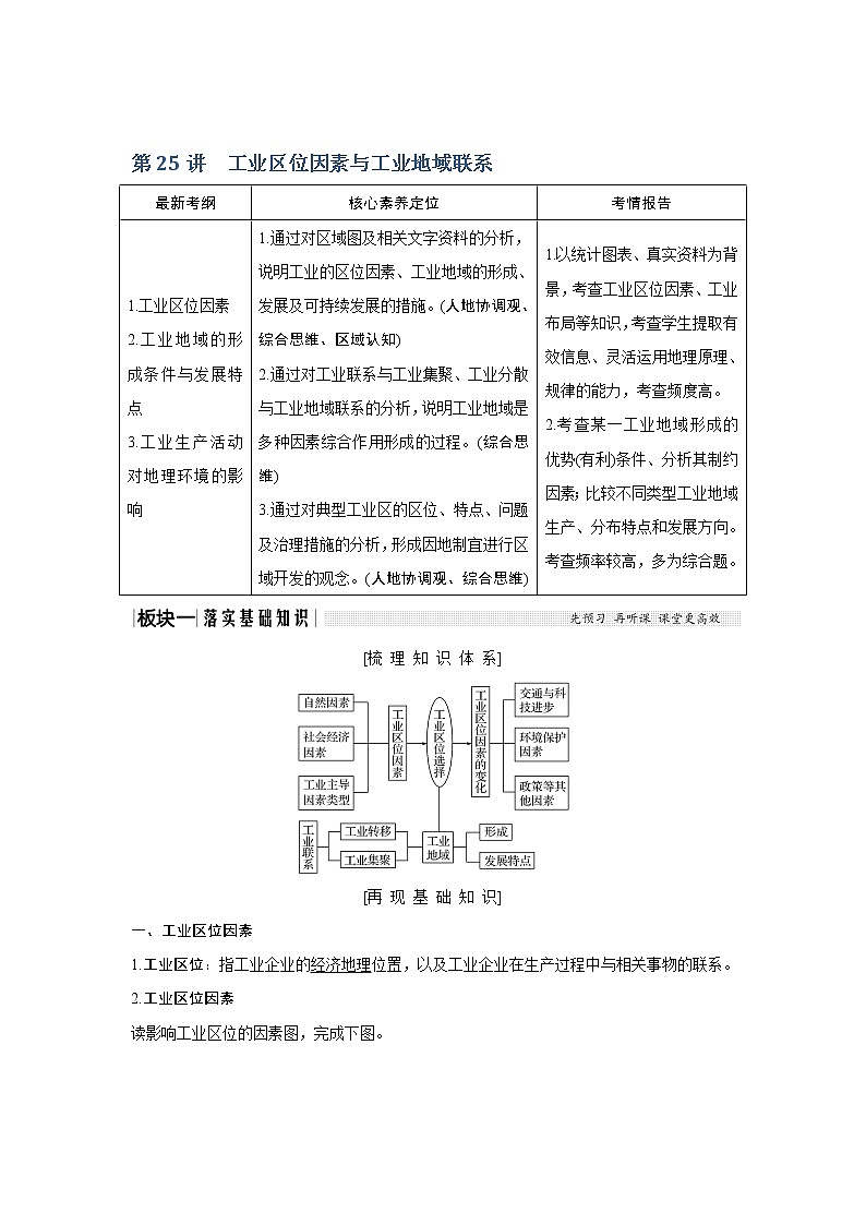 2020《创新设计》高考地理（湘教版）一轮复习教师用书：第25讲工业区位因素与工业地域联系第1页