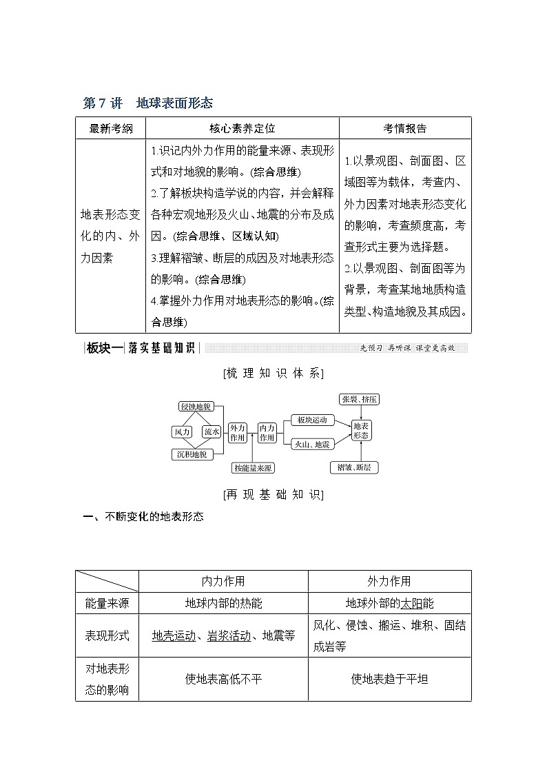2020《创新设计》高考地理（湘教版）一轮复习教师用书：第7讲地球表面形态第1页