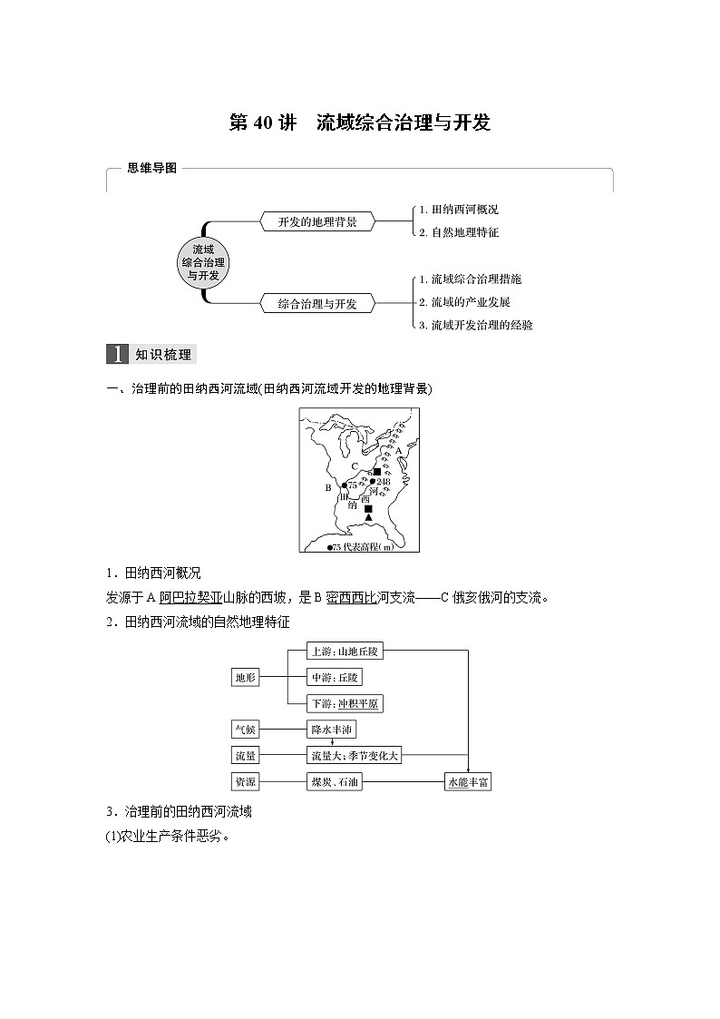 2020版地理新导学浙江选考大一轮精讲讲义：必修Ⅲ第二章第40讲　流域综合治理与开发01