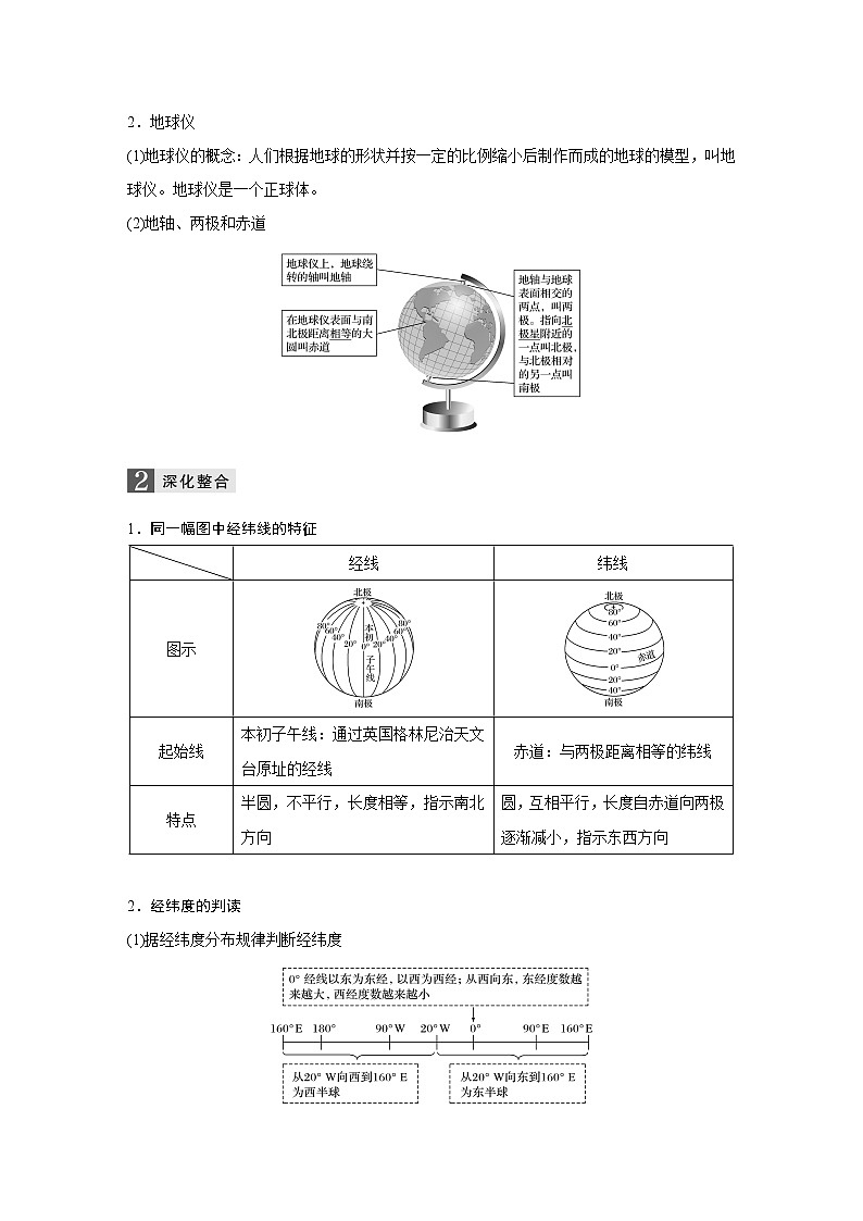 2020版地理新导学浙江选考大一轮精讲讲义：必修I第一章第1讲　地球仪与地图02