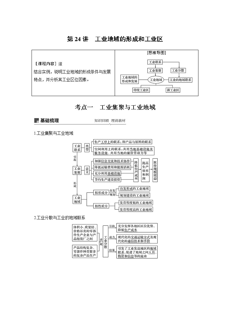 2020版地理新导学大一轮人教新高考（鲁京津琼）讲义：必修②　第四章　工业地域的形成与发展第24讲01