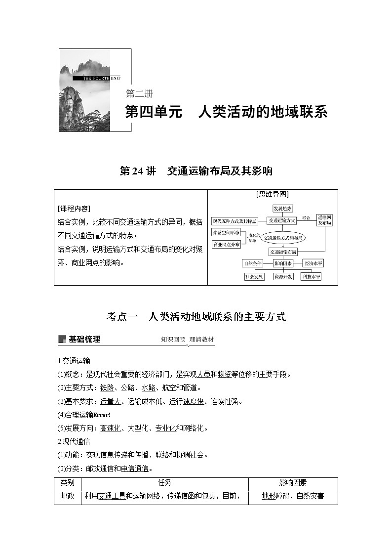 2020版地理新导学大一轮鲁教新高考（鲁京津琼）讲义：第二册　第四单元　人类活动的地域联系第24讲01